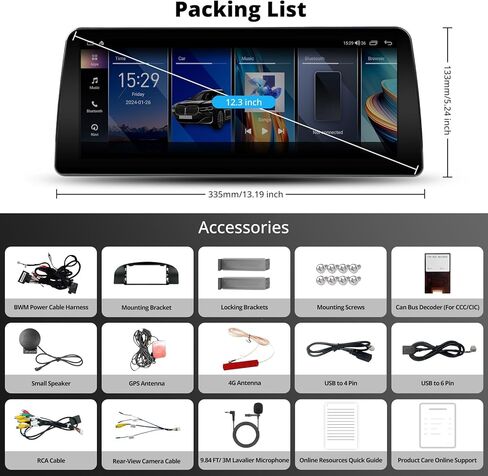 ATOTO 12.3" Car Stereo with Wireless CarPlay & Android Auto Compatible with BMW X1 Series F48 2016-2017 NBT System, Keep Original Function, GPS Tracking, AI DriveChat, Dual Bluetooth, 4G LTE in Kuwait