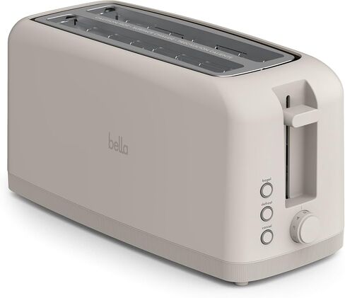 bella 4 Slice Slim Toaster, Fits-anywhere™ Kitchenware, 6 Setting Shade Control with Reheat & Cancel Buttons, Removable Crumb Tray, 10" Long Slot, Anti Jam & Auto Shutoff, 1400 Watt, Oatmilk in Saudi Arabia