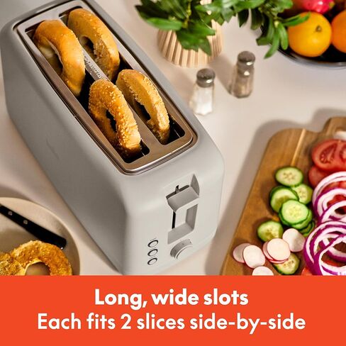 bella 4 Slice Slim Toaster, Fits-anywhere™ Kitchenware, 6 Setting Shade Control with Reheat & Cancel Buttons, Removable Crumb Tray, 10" Long Slot, Anti Jam & Auto Shutoff, 1400 Watt, Oatmilk in Saudi Arabia