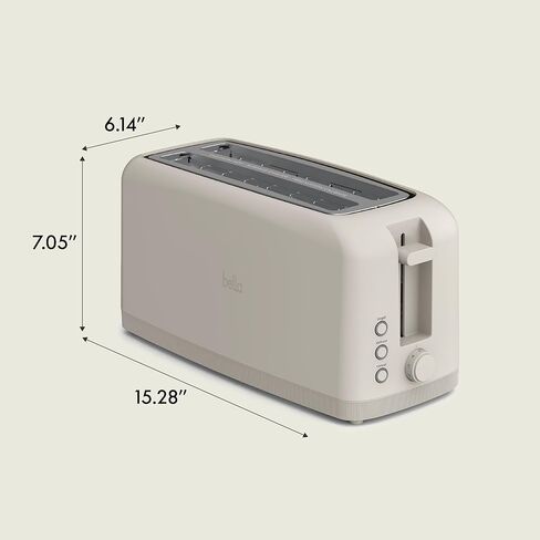 bella 4 Slice Slim Toaster, Fits-anywhere™ Kitchenware, 6 Setting Shade Control with Reheat & Cancel Buttons, Removable Crumb Tray, 10" Long Slot, Anti Jam & Auto Shutoff, 1400 Watt, Oatmilk in Saudi Arabia