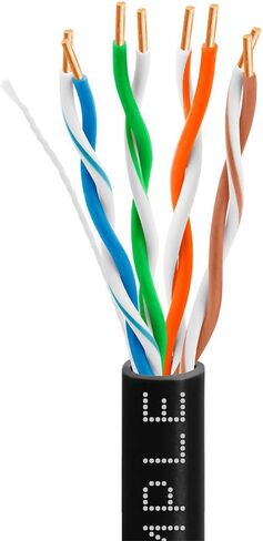 Big -A - Lenum Cat5e Ethernet Cable 1000ft LAN Bulk Cat5e Cable (CMP) Gigabit Solid Network Wire ، 350MHz CAT5E Ethernet Cord ، زوج ملتوي غير محمي (UTP) - أسود in Kuwait