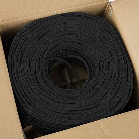 Big -A - Lenum Cat5e Ethernet Cable 1000ft LAN Bulk Cat5e Cable (CMP) Gigabit Solid Network Wire ، 350MHz CAT5E Ethernet Cord ، زوج ملتوي غير محمي (UTP) - أسود in Kuwait