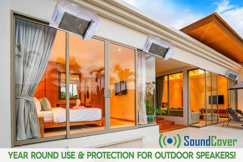 Two White Waterproof 600D Outdoor Speaker Covers for C-Bracket Mounted Speakers – Fits Klipsch AW-650, Polk Atrium 8 SDI, Definitive Technology AW 6500 (Max Dimensions: H 15" x W 9.45" x D 11") in Kuwait