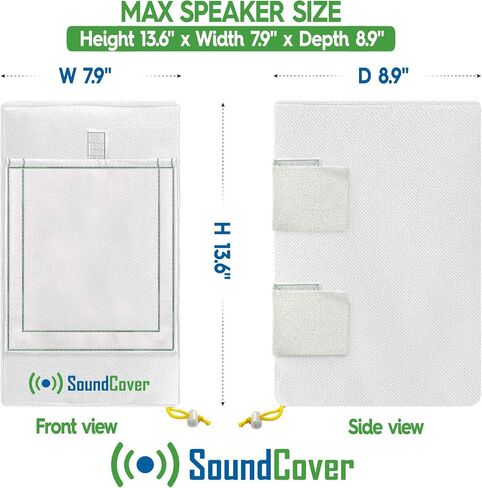 Two White Waterproof 600D Outdoor Speaker Covers for C-Bracket Mounted Speakers – Fits Klipsch AW-650, Polk Atrium 8 SDI, Definitive Technology AW 6500 (Max Dimensions: H 15" x W 9.45" x D 11") in Saudi Arabia