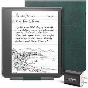 Kindle Scribe Essentials Bundle including Kindle Scribe (16 GB), Premium Pen, Brush Print Leather Folio Cover with Magnetic Attach - Tungsten, and Power Adapter – Oprah’s Favorite Things 2023