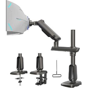 HUANUO RGB Heavy Duty Monitor Arm for Ultrawide Screens up to 57", Holds 44 lbs, Tall Ultrawide Monitor Stand with 29.1" Max Height, Fully Adjustable Single Computer Desk Mount, Max VESA 100x100mm
