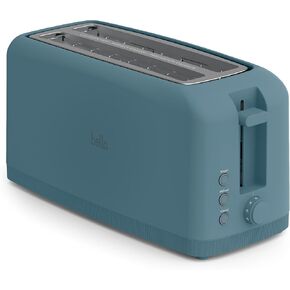 bella 4 Slice Slim Toaster, Fits-anywhere™ Kitchenware, 6 Setting Shade Control with Reheat & Cancel Buttons, Removable Crumb Tray, 10" Long Slot, Anti Jam & Auto Shutoff, 1400 Watt, Oatmilk