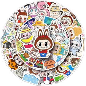 55pcs Cartoon labubu Stickers for Kids,JXJMYU Cool Terror Labubu Waterproof Vinyl Decal for Teen Adult Girl Laptop Skateboard Phone Water Bottles Guitar Travel Case Bike