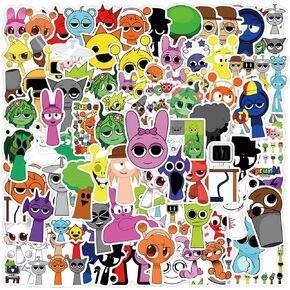 Cartoon Sprunki Stickers for Kids,110pcs Game Waterproof Vinyl Decals for Teens Computer Laptop Phone Skateboard Bike Car Guitar Travel Case Notebook