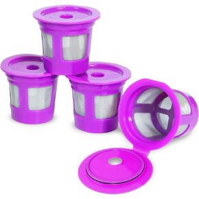 Perfect Pod Cafe Save Reusable K Cup Pod Coffee Filters - Refillable Coffee Pod Capsules with Built-In, Integrated Mesh Strainer for use with Keurig & Select Single Cup Coffee Makers, 4-Pack