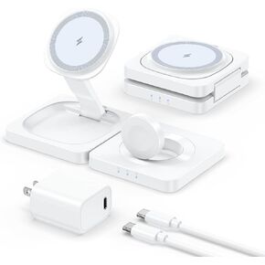 2025 محطة الشحن اللاسلكية المغناطيسية - Adadpu 3 في 1 شاحن آمن من MAG قابلة للطي لأجهزة Apple متعددة ، وسادة شحن السفر لـ iPhone 16 15 14 13 12 Pro Max بالإضافة إلى Apple Watch Airpods in Kuwait