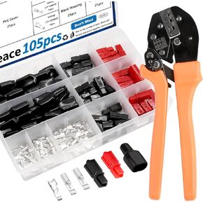 smseace 105Pcs Power Connectors with Crimping Tool 15/30/45 Amp Power Connectors with PVC Cover 1.5-6mm² (20-10AWG) Quick Disconnect Power connectors Quick Disconnect Terminals Connectors