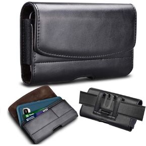 Phone Holster for Samsung Galaxy S25 Ultra [Built-in Card Slot],Phone Belt Case,Belt Loop,Belt Clip,Magnetic Closure Galaxy S25 Leather Horizontal Phone Pouch (Black)