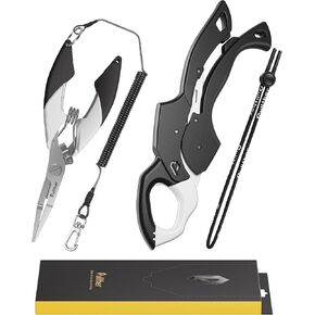 Fish Gripper 9.2",Muti-Function Line Cutter and Split Ring Fishing Pliers for Fly Fishing, Ice Fishing,Saltwater Fishing Tool Kit,Fishing Gear with Fishing Lanyard
