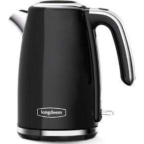 Electric Kettles 1500W for Boiling Water, Longdeem Retro 1.7L Stainless Steel Hot Water Boiler with Automatic Shut Off & BoilDry Protection, Red