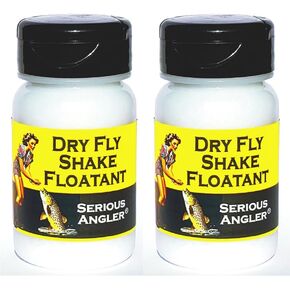 Dry Fly Shake Floatant - Fly Fishing Floatant Creates a Hydrophobic Powder Coating on Dry Flies Just by Shaking. Restores Soggy Flies to Dry High Floating Condition. Made in The USA. Twin Pack