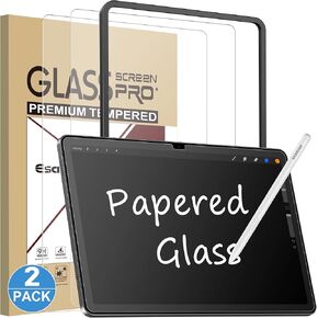 Esanik 2 Pack Like Paper Glass Screen Protector for Samsung Galaxy Tab S10 FE/ S9 / S9 FE (11 inch) 9H Tempered Glass Film with Alignment Frame, Writing Like on Paper, Anti Glare