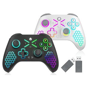 2 Pack Wireless Controller Compatible with One S/X, Series X/S Windows 10/11 PC Gaming Controller with Audio Jack & Volume Button/Turbo/Macro/Motion Control & Dual Shock - Need to upgrade（Black+White）