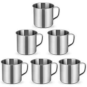 6 Pcs Small Stainless Steel Coffee Cup with Handle 2.3inch Outdoor Camping Hiking Tea Mug Cup Mini Cup Great for Drinking Tea Coffee and Milk