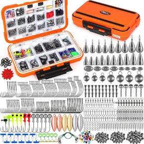Plusinno 449pcs أدوات إكسسوارات أدوات الصيد ، صندوق معالجة الصيد مع معالجة ، خطافات صيد ، أوزان صيد الأوزان ، رؤوس رقصة ، معدات معالجة صيد الأسماك لتسوت التراوت ، الهدايا للرجال