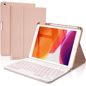 BOBOLEE 9th Generation Keyboard Case for iPad 10.2 Inch 8th 7th (2021/2020/2019) - Pro 10.5 inch Air 3rd 2017 2019, Wireless Detachable Removable Magnetic Cover Shell with Pen Holder, Black