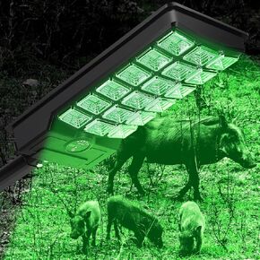 Hog Lights for Night Hunting, Green Hog Hunting Lights with Remote Control, Motion Activated, IP65 Waterproof, Solar Powered Feeder Green Light for Hunting Hogs Deer Coyote Varmint