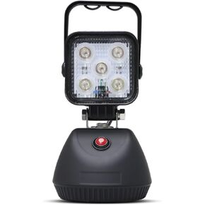 15W LED Work Light Base Strong Magnet Aluminum Alloy 2000LM IP65 Waterproof Dustproof Portable Handle Floodlight Suitable for Repair Shop Garage Construction Site (White Light)