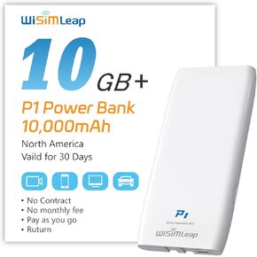 Mobile Hotspot Device with Power Charger for Global Travel 4G Router with 10000mAh Charging Battery No Roaming fee Built-in SIM Card Travel Portable Wifi Hotspot Power Bank Mobile WiFi 20GB for USA