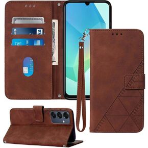 for Samsung A16 5G Case Wallet,Card Holder Slots Wrist Strap TPU Interior Protective Phone,Stand PU Leather Folio Flip Cases Cover for Galaxy A16 (Black)