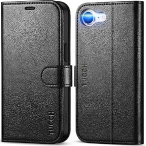 TUCCH Wallet Case for iPhone 16e, [RFID Blocking] 4 Card Holder Kickstand [Shockproof TPU Inner Case] PU Leather Magnetic Closure Protective Cover Compatible with iPhone 16e 6.1" 2025, Black