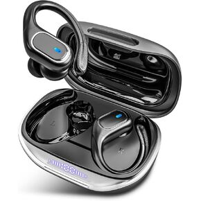Wireless Earbuds Bluetooth Headphones 80Hrs Playtime Ear Buds IPX7 Waterproof Sports Earphones Wireless Charging Case Over-Ear Earhooks Headest - Black