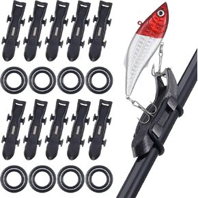 10 Pcs Hook Keeper for Fishing Rod Magnetic Fishing Hook Keeper Fishing Bait Holder with 2 Sizes Rubber Rings for Fishing Hook Holder Quick Installation