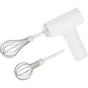 Cordless Hand Mixer, One Touch Off Handheld Electric Whisk with 3 Speed Modes, Hand Held Egg Beater with 2 Detachable Stir Whisks (Pink)