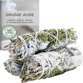 White Sage Mix Smudge Sticks 3 Pack for Cleansing, Meditation, Yoga, and Smudging | Cedar, Rosemary, Eucalyptus, & Juniper (White & Juniper)