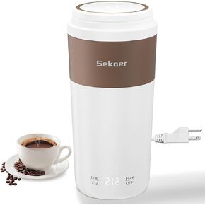 Sekaer Travel Portable Kettle, Dual Voltage 110V-240V, Mini Electric Kettle for Tea Coffee, 304 Stainless Steel Small Hot Water Boiler, 4 Temp Presets & Auto Shut-Off 350mL, SKE-835-W