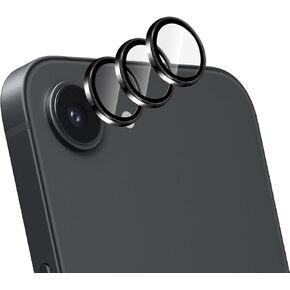 Camera Lens Protector Compatible for iPhone 16e,Metal Ring Tempered Glass Cover,Anti-Scratch Protection,Case Friendly,Bumper Design,Set of 3 - Silver