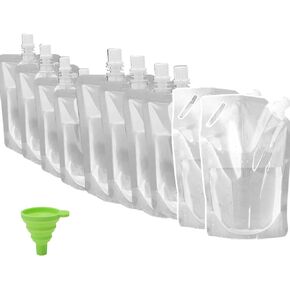Juice Travel Plastic Flasks Bags Portable Collapsible Beverage Bag | Leakproof Foldable Water Carrier for Outdoor Hiking, Camping & Seed Storage | Food-Grade BPA-Free Liquid Container