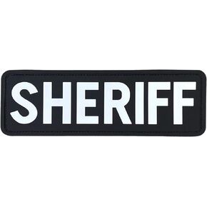 jujupups Large PVC Sheriff Patch Hook Fastener Back for MilitaryTactical Vest Combat Plate Carrier Law Enforcement (Yellow, 8x3.5 inch)