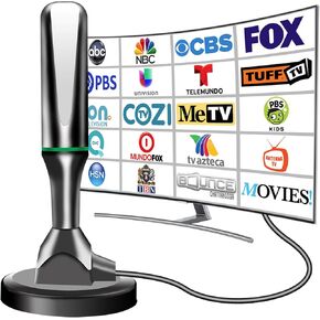 Antenna for Smart TV, Digital TV Antenna with Strong Magnetic Base & Iron Sheet Indoor TVs Antenna for Easy Installation, Long Range Reception HD Antenna for TVs Indoor 4k 1080p -10ft Long Cables