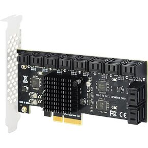 GLOTRENDS SA3824 24-Port PCIe X16 SATA Expansion Card, Compatible with Windows,Linux,Mac OS,NAS