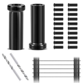 50 Pack Black Stainless Steel Protective Sleeves for 1/8" Wire Rope,Cable Railing Kit Hardware for Wood Posts, T316 Marine Grade Deck Railing,HF037B