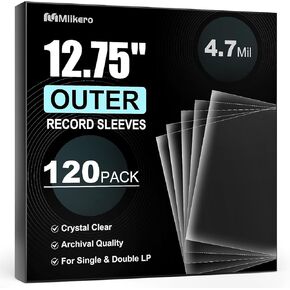 60 Vinyl Record Sleeves Outer, 4.7 Mil Crystal Clear Vinyl Protective Sleeves, 12.75'' x 12.75'' Record Sleeve Compatible with Single and Double LP Album Covers