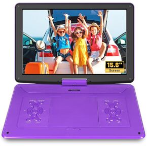 17.9" Portable DVD Player with 15.6’’ Large HD Screen, 6Hrs Play, DVD Player Portable with Dual Speaker, Last Memory, Support SYNC TV/USB/SD Card, Play All Discs Format Except Blu-ray, Purple