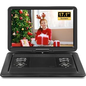 19.6" Portable DVD Player with 17.1" Large HD Screen, 5 Hours Rechargeable Battery, DVD Player Portable with Car Charger, Support USB/SD Card/Sync TV and Multiple Disc Formats, High Volume Speaker