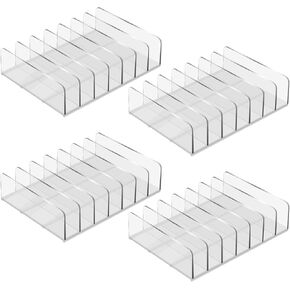 4 Pack CD Holder, Clear Acrylic CD Organizers, Vinyl Record Storage Stand Holds, DVD/CD Display Rack Holds Up to 14 Standard CD Cases for Movie Rack, Media Shelf Storage and Organization