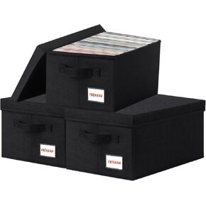 CD/DVD Storage Box Universal, Stackable CD/DVD Organizer with lid, Blu-ray disc Media Holder, Video Game Disk, Album, 4Pack can Hold 180cd / 80dvd Gray