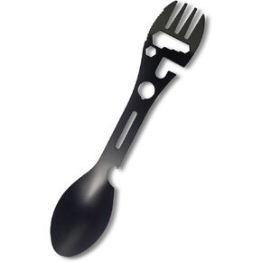 Multifunctional Camping Fork, Stainless Steel Fork Spoon Combo, Bottle Opener Combination Camping Equipment, 10-in-1 tool, Suitable for Hiking (2 Pack)