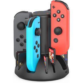 Controller Charging Dock for Nintendo Switch Joycon, MARSDOCK Charger Station Compatible with Switch OLED JoyCon, Switch Controller Charger Stand Station with 8 Game Slots, 3.3FT Cable, LED