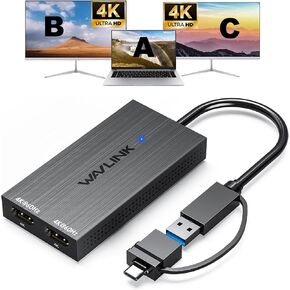 WAVLINK USB C to Dual HDMI Adapter 4K@60Hz for 2 Monitors, DisplayLink Certified, Compatible with Mac M1/M2/M3, Windows, ChromeOS, Android (No Linux/iPad/iOS/HDCP)