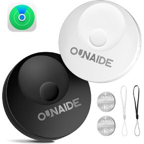 حزمة Air Tags -2 ، تعمل Bluetooth Tracker مع Apple Find My (iOS Only ، Net for Android) ، Finder Keys وموقع العناصر للأمتعة والمحفظة والحيوانات الأليفة ، ما يصل إلى عامين بطارية IP67 مقاومة للماء - أسود أبيض